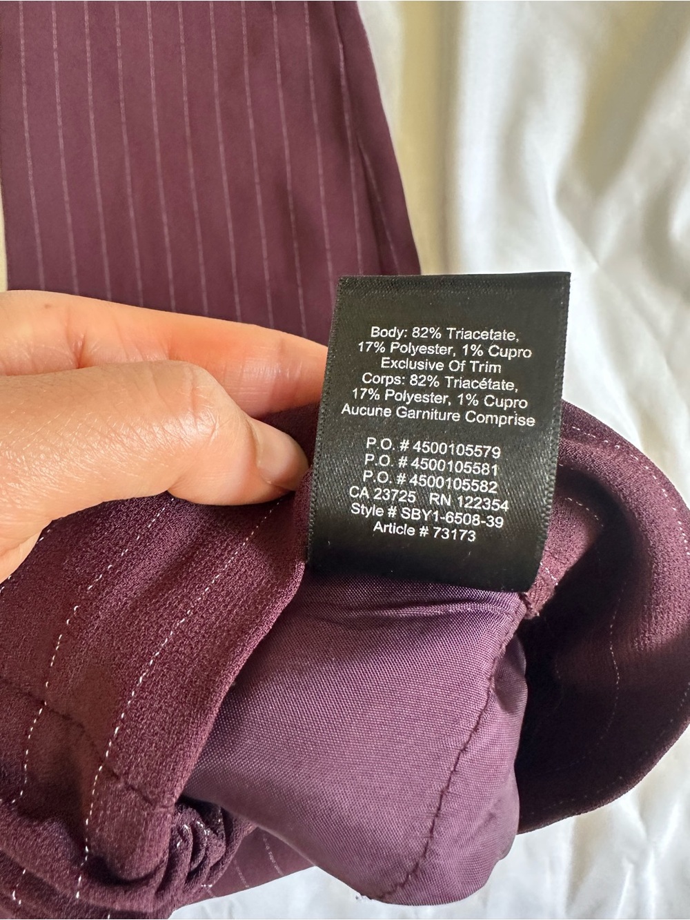 Aritzia Babaton Conan - Maroon Striped Dress Pants - Size 4 - Picture 6 of 6